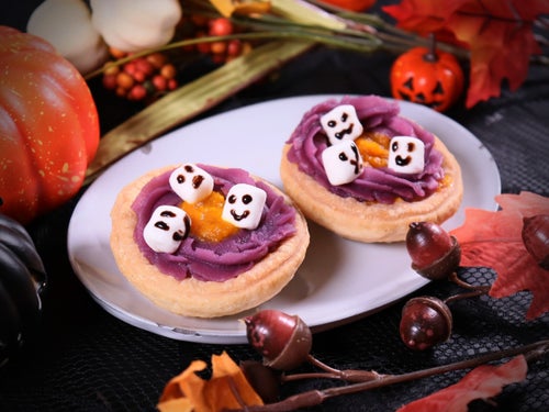 かぼちゃと紫いものハロウィンエッグタルト